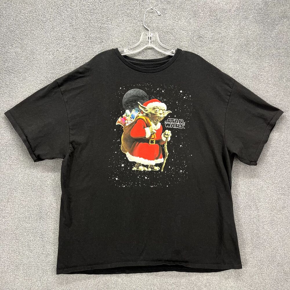 Fifth Sun Star Wars T-Shirt Mens 2XL Black Santa Yoda Christmas‎